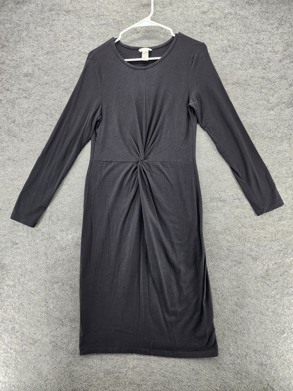 H&M Dress Womens Large Long Sleeve Black Twist Front